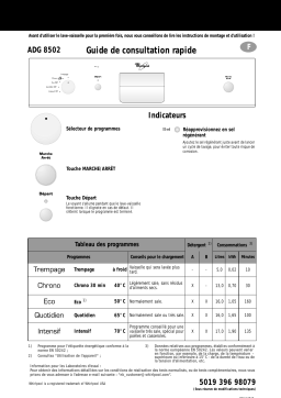 Whirlpool ADG 8502 NB Dishwasher Manuel utilisateur