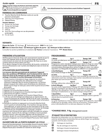 HOTPOINT/ARISTON NT CM10 7B FR Dryer Manuel utilisateur | Fixfr