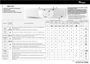 Whirlpool AWM 6109 Washing machine Manuel utilisateur | Fixfr