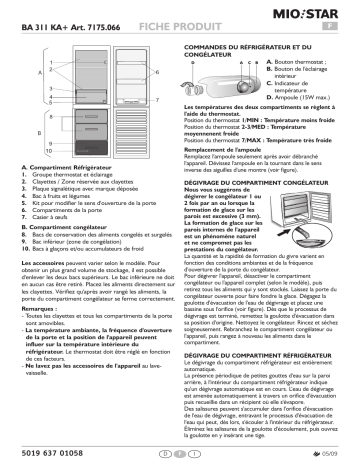 Miostar BA 311 KA+ Fridge/freezer combination Manuel utilisateur | Fixfr
