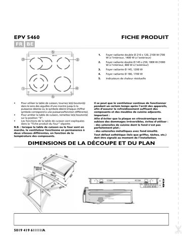 Bauknecht EPV 5460 AL Hob Manuel utilisateur | Fixfr