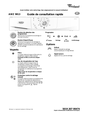 Whirlpool AWZ 9813 Dryer Manuel utilisateur | Fixfr