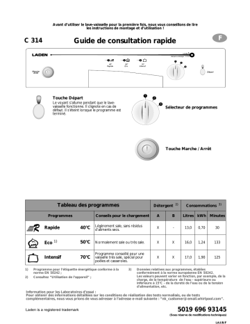 AEG C 314 Dishwasher Manuel utilisateur | Fixfr