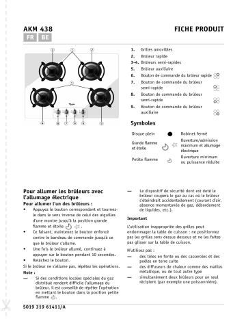 Whirlpool AKM 438/NB Hob Manuel utilisateur | Fixfr