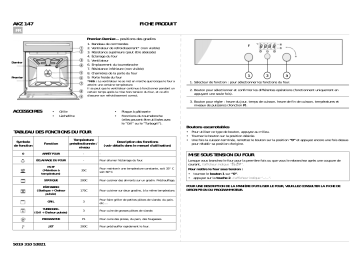 AKZ 147 NB | Whirlpool AKZ 147 WH Oven Manuel utilisateur | Fixfr