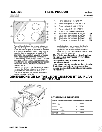 AKM 515/IX | AKM 515/NB | AKM 515/WH | AKM 536/WH | AKM 536/IX | AKM 536/NB | Whirlpool AKM 535/IX Hob Manuel utilisateur | Fixfr