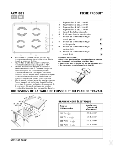 Whirlpool AKM 881/NB Hob Manuel utilisateur | Fixfr