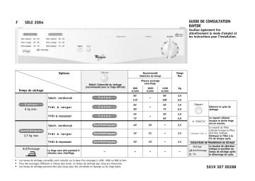 Whirlpool SOLE 2004 Dryer Manuel utilisateur | Fixfr