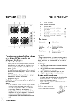 Bauknecht TGV 3405 SW Hob Manuel utilisateur