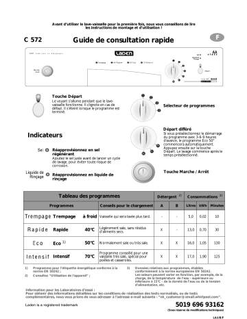 C 572 BR | AEG C 572 BL Dishwasher Manuel utilisateur | Fixfr