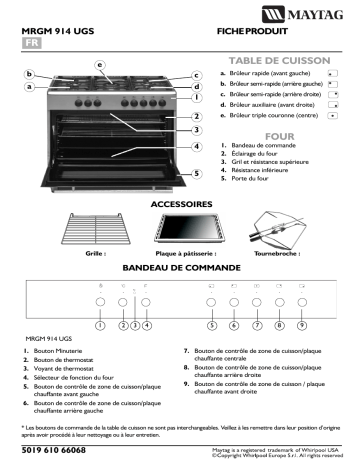 Maytag MRGM 914 UGS Cooker Manuel utilisateur | Fixfr