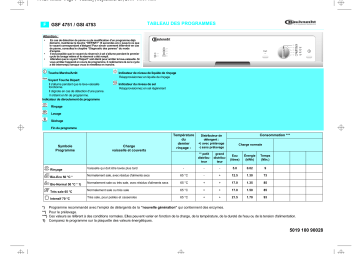 GSI 4753/1 IN | GSI 4753/1 BR | Bauknecht GSI 4753/1 WS Dishwasher Manuel utilisateur | Fixfr