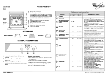 Whirlpool AKZ 431 IX Oven Manuel utilisateur | Fixfr