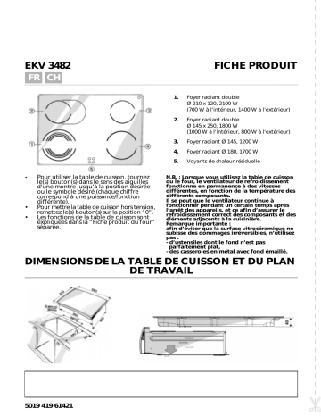 Bauknecht EKV 3482/2482 IN Hob Manuel utilisateur | Fixfr