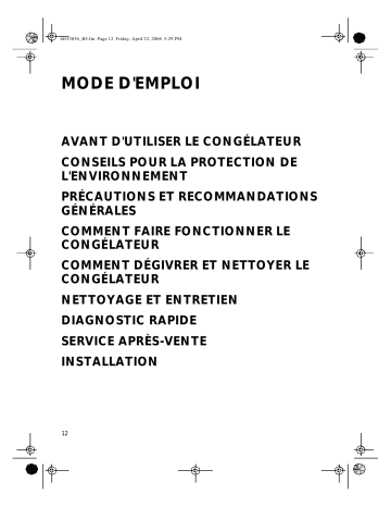 Mode d'emploi | Miostar MTG 100 A Freezer Manuel utilisateur | Fixfr