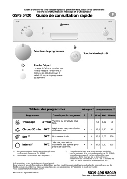 Bauknecht GSFS 5420 WS Dishwasher Manuel utilisateur
