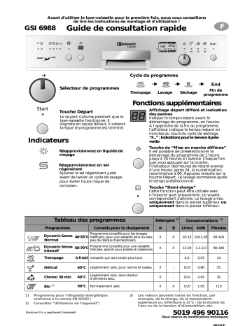 GSI 6988 C-SW | GSI 6988 C-IN | Bauknecht GSI 6988 C-WS Dishwasher Manuel utilisateur | Fixfr
