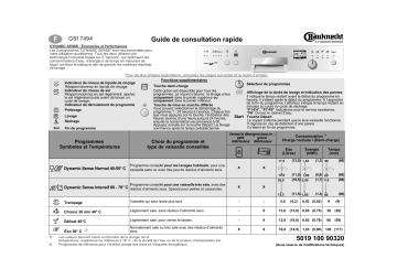 GSI 7494 CTW-SW | GSI 7494 CTW-WS | Bauknecht GSI 7494 CTW-IN Dishwasher Manuel utilisateur | Fixfr