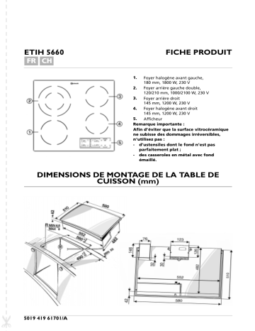 Bauknecht ETIH 5660 IN Hob Manuel utilisateur | Fixfr