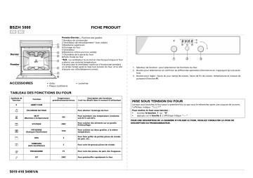 Bauknecht BSZH 5000/01 IN Oven Manuel utilisateur | Fixfr