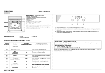 Bauknecht BSZH 5000/01 IN Oven Manuel utilisateur | Fixfr