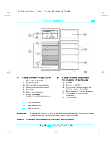 ART 947/G | Whirlpool ART 945/G Fridge/freezer combination Manuel utilisateur | Fixfr