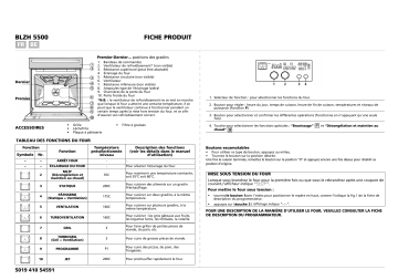 BLZH 5500 AL-SW | BLZH 5500 AL-WS | Bauknecht BLZH 5500 AL-ST Oven Manuel utilisateur | Fixfr