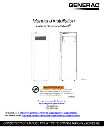 Generac PWRcell Indoor Rated Battery Cabinet APKE00007 Clean Energy Solution Manuel utilisateur | Fixfr