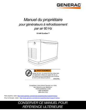 Generac 15kW G0071630 Standby Generator Manuel utilisateur | Fixfr