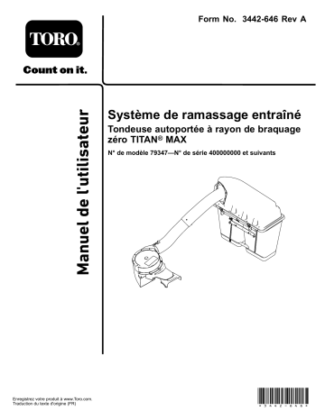 Toro Powered Bagger, TITAN MAX Zero-Turn-Radius Riding Mower Attachment Manuel utilisateur | Fixfr