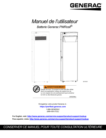 Generac PWRcell Indoor Rated Battery Cabinet APKE00007 Clean Energy Solution Manuel utilisateur | Fixfr