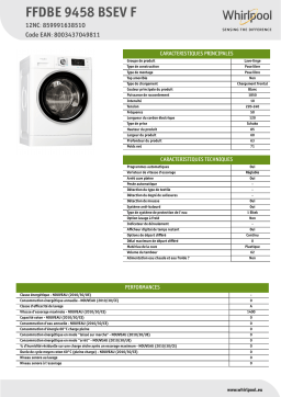 Whirlpool FFDBE 9458 BSEV F Washing machine Manuel utilisateur