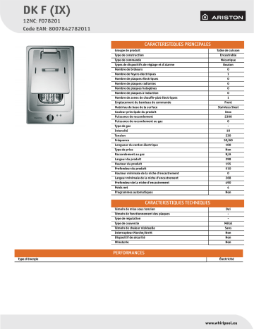 Ariston DK F (IX) Hob Manuel utilisateur | Fixfr