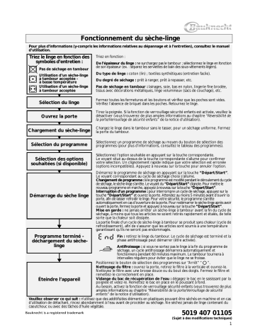 Manuel du propriétaire | Bauknecht TRD PRESTIGE 7 Dryer Manuel utilisateur | Fixfr