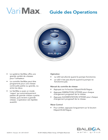 Mode d'emploi | Balboa VariMax Control Panel Manuel utilisateur | Fixfr