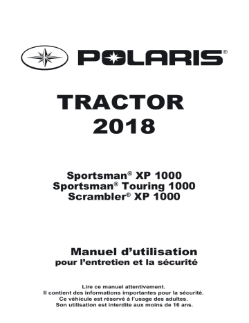 Tractor Sportsman XP 1000 / Touring 1000 / Scrambler XP 1000 | ATV or Youth SPORTSMAN TOURING XP 1000 2018 Manuel du propriétaire | Fixfr