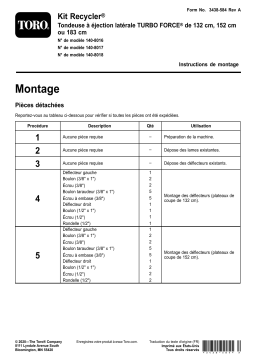 Toro Recycler Kit, 52in TURBO FORCE Side Discharge Mower Riding Product Manuel utilisateur