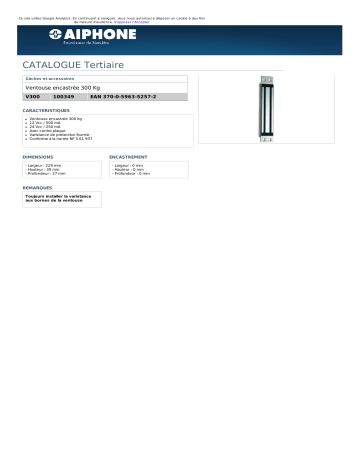 Optimus V300 CERRADURA MAGNETICA DE 300KG.DE EMPOTRAR Manuel utilisateur | Fixfr