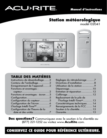 02041 | AcuRite Weather Station Manuel utilisateur | Fixfr