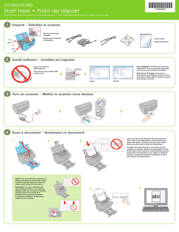 WorkForce Pro GT-S80 | WorkForce Pro GT-S50 | WorkForce GT-S80SE | Epson GT-S50 Guide d'installation | Fixfr