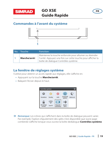 Simrad GO XSE Guide de démarrage rapide | Fixfr