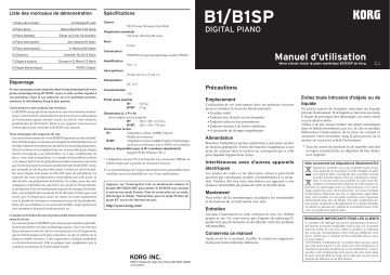 Korg B1SP Manuel du propriétaire | Fixfr