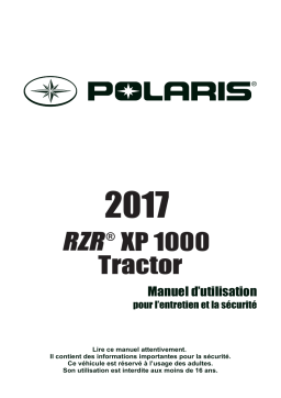 RZR Side-by-side Tractor RZR XP 1000 2017 Manuel du propriétaire