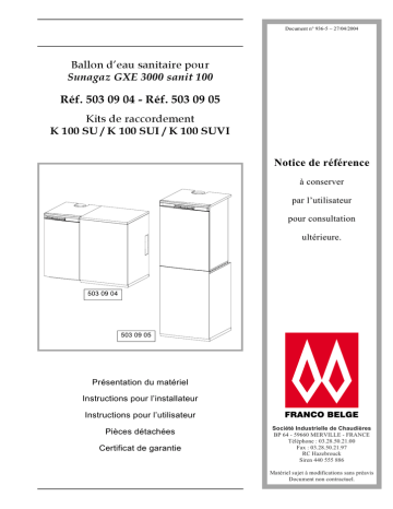 Atlantic BALLON 5030904 5030905SUNAGAZ GXE 3000 Manuel du propriétaire | Fixfr