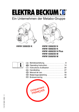 Metabo HWW 5500/20 M pump Manuel utilisateur