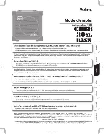 CUBE 20XL | Roland CUBE-20XL BASS Ampli Basse Manuel du propriétaire | Fixfr