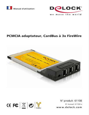 DeLOCK 61108 PCMCIA adapter, CardBus to 3 x FireWire Manuel utilisateur | Fixfr