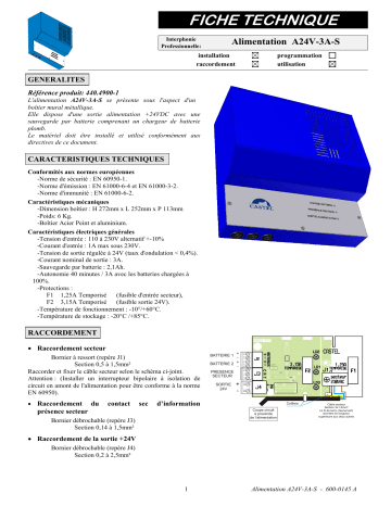 Optimus A24V-3A-S FUENTE ALIMENTACION 24VCC 3Amp SAI 2,1Ah Manuel utilisateur | Fixfr