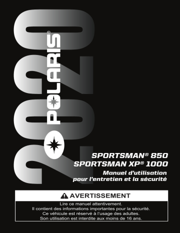 Sportsman 850 Premium | Sportsman 850 Premium LE | Sportsman XP 1000 | ATV or Youth Sportsman 850 2020 Manuel du propriétaire | Fixfr
