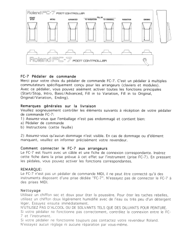 Roland FC-7 Contrôleur au pied Manuel du propriétaire | Fixfr